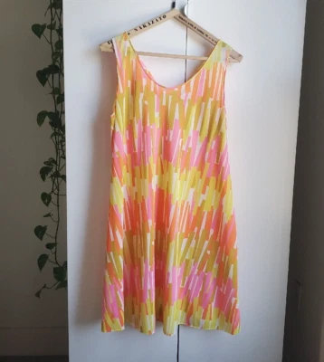 Vintage Anos 60 PSICODÉLICO Palm Royale Beach Cover Up Mini MOD GOGO House Sun Dress - Imagem 1 de 4