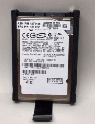 Hitachi HTS541680J9SA00 Hard Drive 5400 RPM 80GB SATA 42T1696 0A55731 - Image 1 of 4
