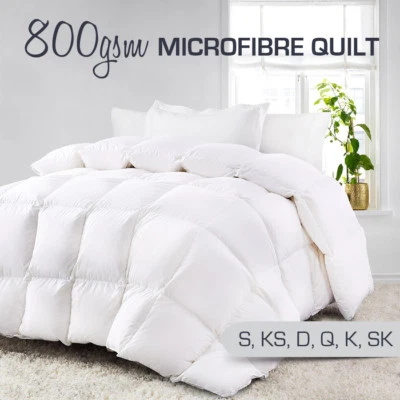 All Size Aus Made 800GSM Ultra-Warm Microfiber Microfibre Winter Quilt Duvet  - image 1 of 4