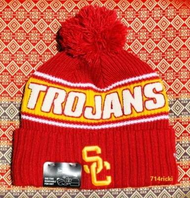 2024 NCAA On Field USC Trojans New Era Knit Beanie Hat Pom Official - Image 1 of 3
