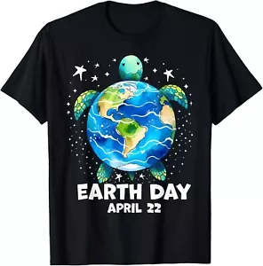 Earth Day 2025 Restore Earth Sea Turtle Art Save the Planet T-Shirt - Picture 1 of 5