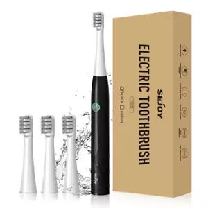 SEJOY Electric Toothbrush Sonic Toothbrush 4 Replacement Heads USB Rechargeable - Picture 1 of 13