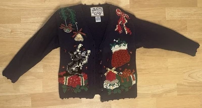 Suéter tejido azul vintage 1997 para niña con adorno 3D, talla 4/5 Foto 1 de 4