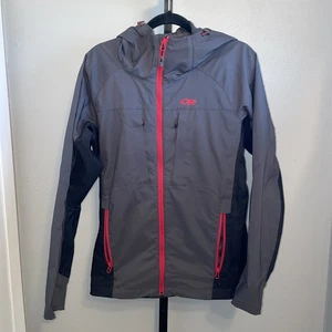 Outdoor Research San Juan Jacket Mens Medium Hooded Coat Grey Red - Picture 1 of 6