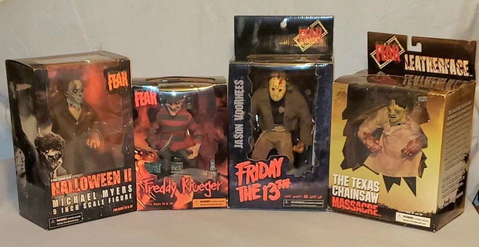 Lote Mezco Cinema Of Fear/Michael Myers/Freddy Krueger/Jason Voorhees/Face de cuero Foto 1 de 4