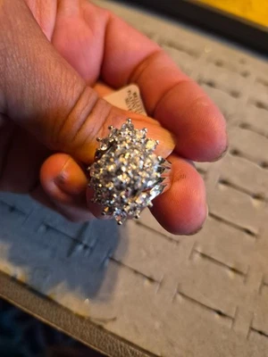 Diamond Platinum over sterling silver ring never worn beautiful  - Image 1 of 4