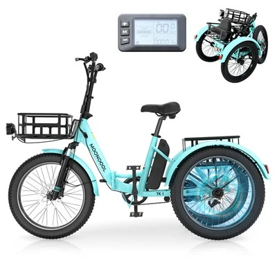 Triciclo Eléctrico para Adultos, 500W Plegable 3 Ruedas Bicicleta Eléctrica Motorizada Foto 1 de 4
