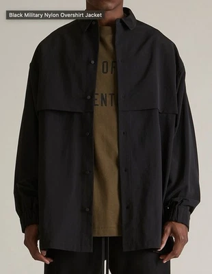 FEAR OF GOD ESSENTIALS BLACK MILITARY NYLON OVERSHIRT JACKET - Image 1 of 4