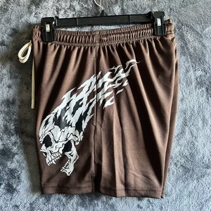 Iron Willed Shorts Mens Sz Small Brown White Burning Skull Athletic Sports NWT - Picture 1 of 10