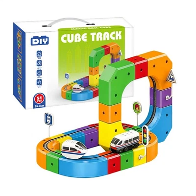 Magnetic Railway DIY Cube Track Toy Educational Train Rail For 3+ - image 1 of 4