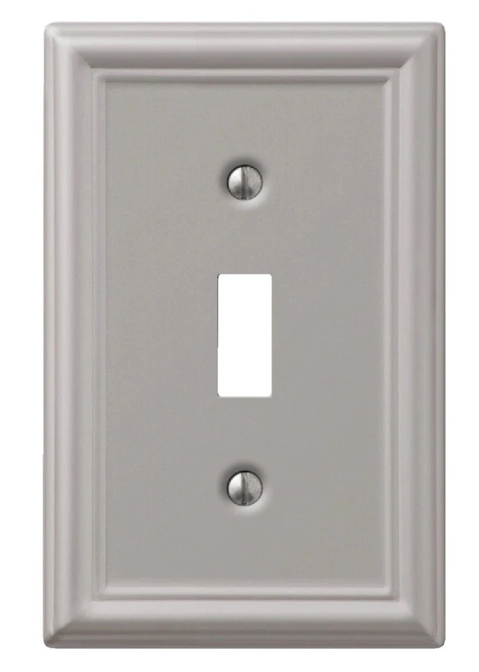 Amerelle Chelsea Brushed Nickel 1 Gang Stamped Steel Toggle Wall Plate