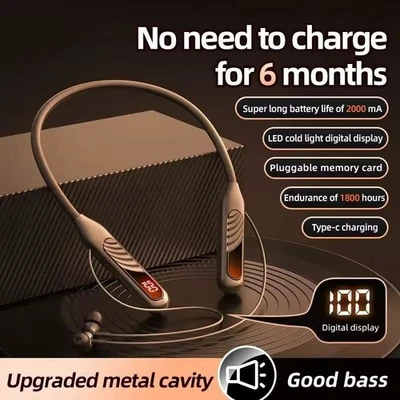 Bluetooth Headset 48h BT 5.3/ 24h TF Earphones 2000mA Accu MicroSD EQ Display - Bild 1 von 4