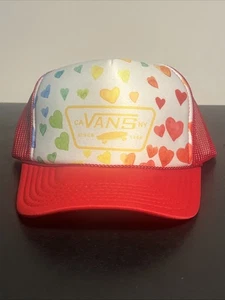 Vans Truckermütze weiß & rot mit Regenbogenherzen verstellbar CA NY - Bild 1 von 7