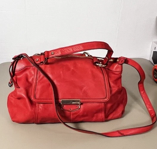 B Makowsky Diseñador ROJO Cuero Estampado Leopardo Forro Monedero Bolso de Hombro Y2K Foto 1 de 4