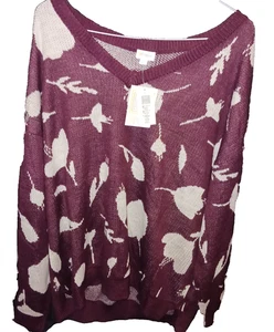 LULAROE BURDEOS FLORAL JERSEY SUÉTER MUJER TALLA 2XL - Imagen 1 de 3