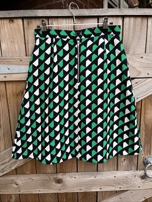 Louche Striking Front Box Panel Midi Skirt Front Pockets Zip Close Size 8 - Image 1 of 4