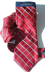 Sala Club NUEVO Rojas Rayas Cuadros Cuello Para Hombre Corbata Seda $49 A1473 - Imagen 1 de 3