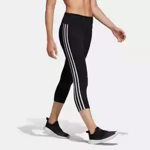 Adidas Capri Leggings Womens XS 4 6 Black Climalite Breathable High Waist - Picture 1 of 17
