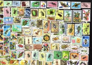 100 INSECTS ON STAMPS All Different Stamps  - Picture 1 of 1