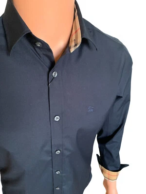 Burberry Men Long Sleeve Drress Shirt Navy Blue XL - Image 1 of 4
