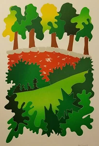 El parque de Thom De Jong (artista holandés de Nueva York de los años 70 80) árboles paisaje - Imagen 1 de 4