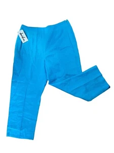 NEW David N. Pants 100% Linen Lined Women's Size 14 Side Zip Lightweight Blue - Picture 1 of 8