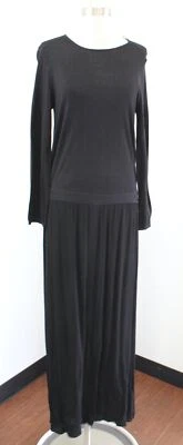 Sita Murt Womens Solid Black Knit Woven Contrast Maxi Dress Size 38 - Image 1 of 4