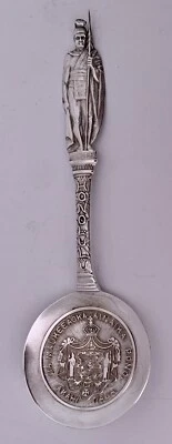 CUCHARA DE RECUERDO HAWAIANA HONOLULU FIGURATIVA ESTERLINA RARA MEDALLÓN HAWAIANO EN TAZÓN Foto 1 de 4