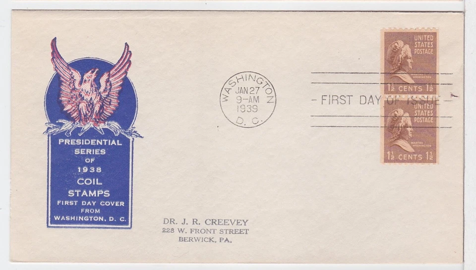 TurtlesTradingPost- Martha Washington 1-1/2c  #849  FDC 1939 Harry Ioor Cachet - Image 1 of 1