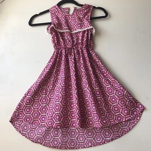 Girls Size 4 Strappy Summer maxi Dress multicolor Aztec Boho Print Pink Tassle - Picture 1 of 12