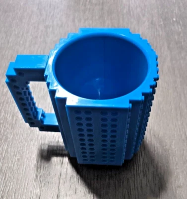 Lego Build-On кирпич синий кофейная кружка чашка 12 унций BPA бесплатный пластик - Изображение 1 из 4