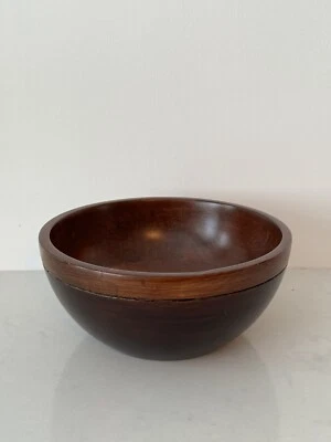 Cuenco de madera Pottery Barn Spring de 7" de diámetro marrón cálido de dos tonos moderna granja Foto 1 de 4