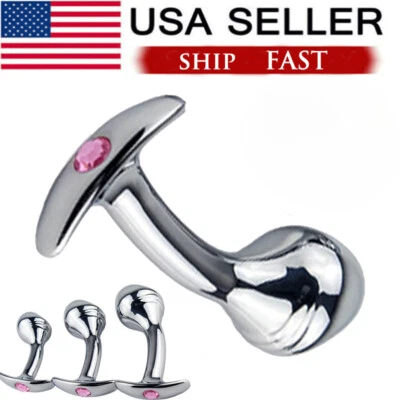 Masajeador de próstata anal con tapón de glúteos de metal de acero para hombres mujeres Foto 1 de 4