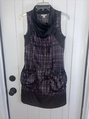 Vestido Richard Chai For Target para mujer talla S a cuadros bolsillos capucha cuello púrpura negro Foto 1 de 4