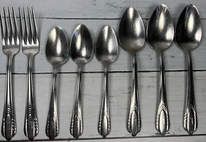 National Silver Co Stainless 18-8 Monogrammed Flatware “L” 8 Pc Spoon Fork - Picture 1 of 8