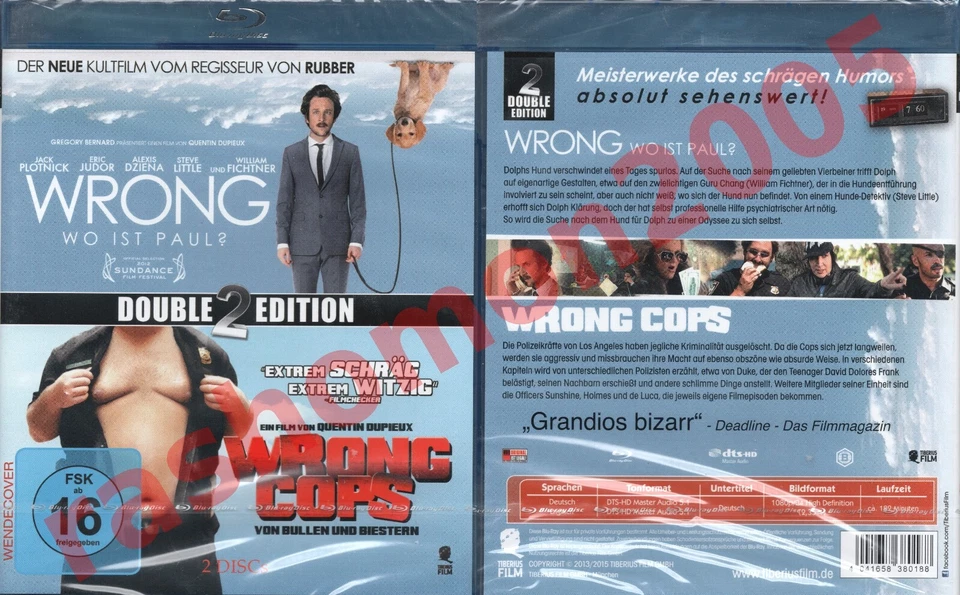 Blu-ray WRONG+WRONG COPS Jack Plotnick Steve Little Quentin Dupieux Region B NEW - Image 1 of 1