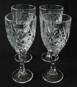 4~New~DUBLIN~Stemmed Crystal~PEDESTAL~Wine~WATER~Glass~9oz~GOBLETS~In Box - Picture 1 of 15