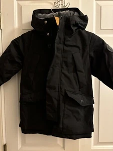 Unisex Kids Black Heavy Hood Coat - Fur Lined Hood - Picture 1 of 12