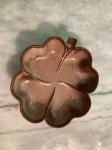FRANKOMA - 4 Leaf Clover Ashtray/ Bowl 223 Brown Tan Pottery 6" - Picture 1 of 2
