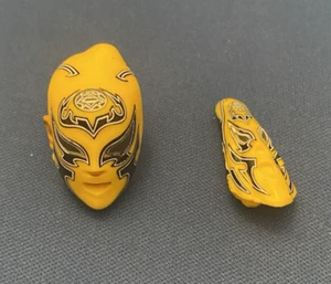 WWE Elite Basic Male Head Custom Fodder 1/12 6" Yellow Lucha Mask + Folded Mask - Bild 1 von 9