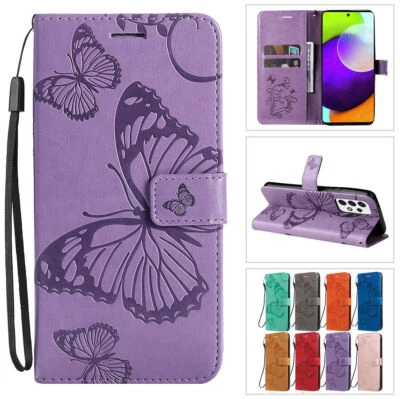 Flip Butterfly Card Wallet Phone Case For Samsung A13 A14 A23 A24 A34 A54 A73 5G - Image 1 of 3