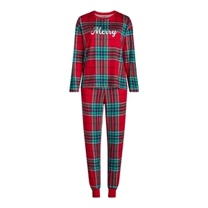 Joyspun Women’s Long Sleeve Tee Jogger Pants pockets Pajama Set U pick Plaid New - Picture 1 of 9