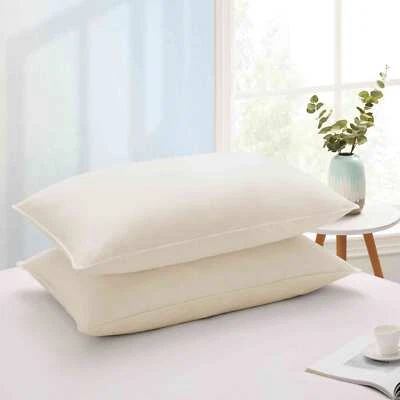 PEACE NEST 2 Pack Goose Down Feather Bed Pillows King or Queen, 100% Organic Cotton Shell