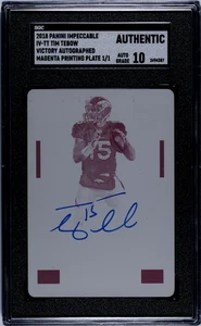 2018 Panini Impeccable Tim Tebow #IV-TT Victory Magenta Plate SGC A Auto 10 - Picture 1 of 2