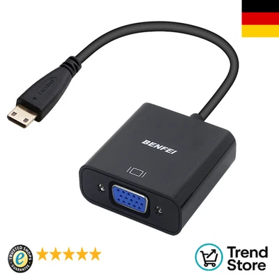 Vergoldeter Mini-HDMI auf VGA-Adapter | 1920x1080 @60Hz | Kompaktes Design - Bild 1 von 4