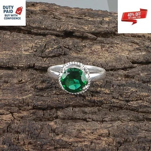 Black Friday Sale 925 Sterling Silver Natural Green Emerald Band Statement Ring - Picture 1 of 8