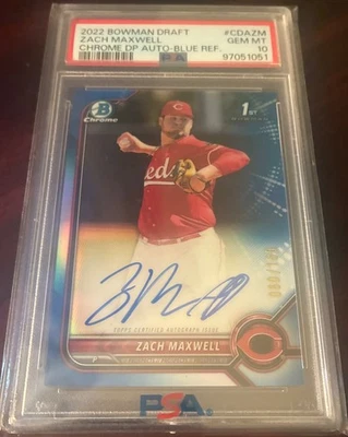 2022 ZACH MAXWELL AUTO bowman draft chrome blue ref. /150 PSA 10 🔥Nice ! - Image 1 of 3