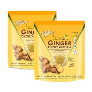 Ginger Honey Crystals, (2 Packs) Lemon, Ginger Tea Herbal Tea 30 Sachets - Picture 1 of 4