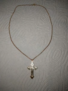 9ct 375 Gold Cross / Crucifix + 9ct 14 Inch 1.8mm Curb Chain 4.2 Gram Hallmarked - Picture 1 of 10