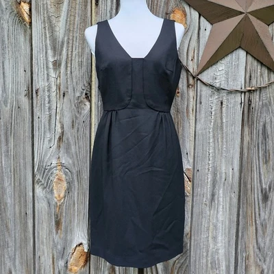 Sleeveless LBD Little Black Dress Trina Turk Size 4 Solid Black VNeck V-Back - Image 1 of 4